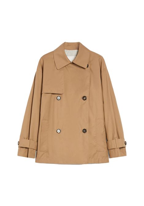 Trench corto in twill antigoccia zeno in marrone <BR/>maxmara the cube - donna